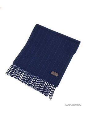 100% Cashmere Patterned Scarf 66x12 Hand-Twisted Fringe